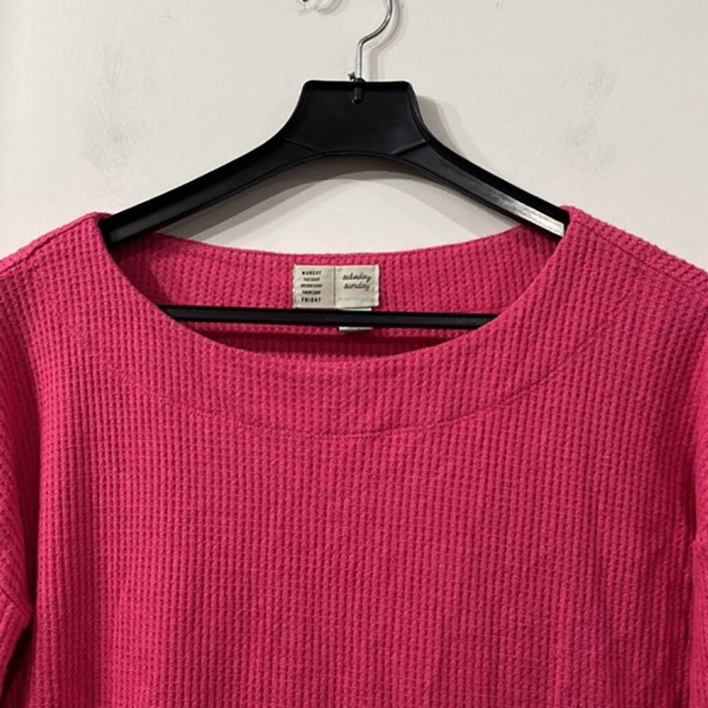 Anthropology Saturday Sunday Long Sleeve Top Oversized in Raspberry/ Pink XS - Picture 3 of 10